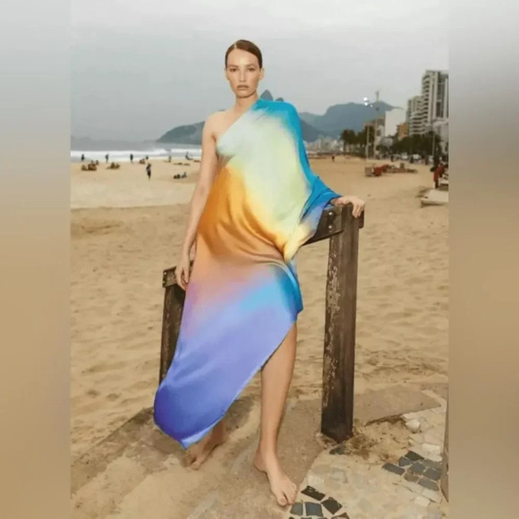 NWT Baobab x Free People Cabana Dress in Papagayo One Shoulder Swim Coverup - XS - Picture 2 of 4